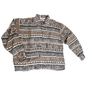Vintage 80's 90's Women's Silk Top Sz Medium Ethnic Aztec Boho Western Grunge‎
